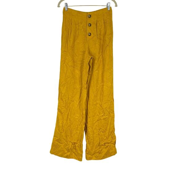 House of Harlow 1960 Revolve Gold Jacquard Floral Wide Leg Pants Button Fly XS - Picture 8 of 11